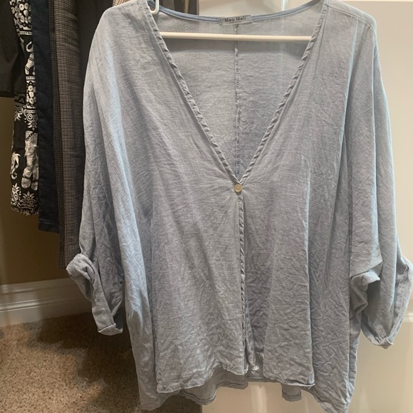 MEO LINEN VITTORIA TOP (LIGHT DENIM) - Picture 5 of 8